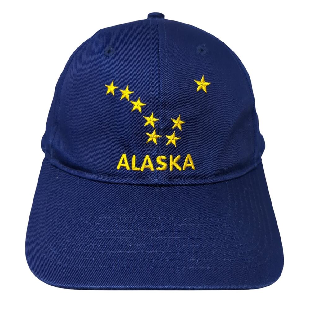 Alaska Snapback Hat Blue One Size Adjustable Embroidered Patriotic Arctic Circle